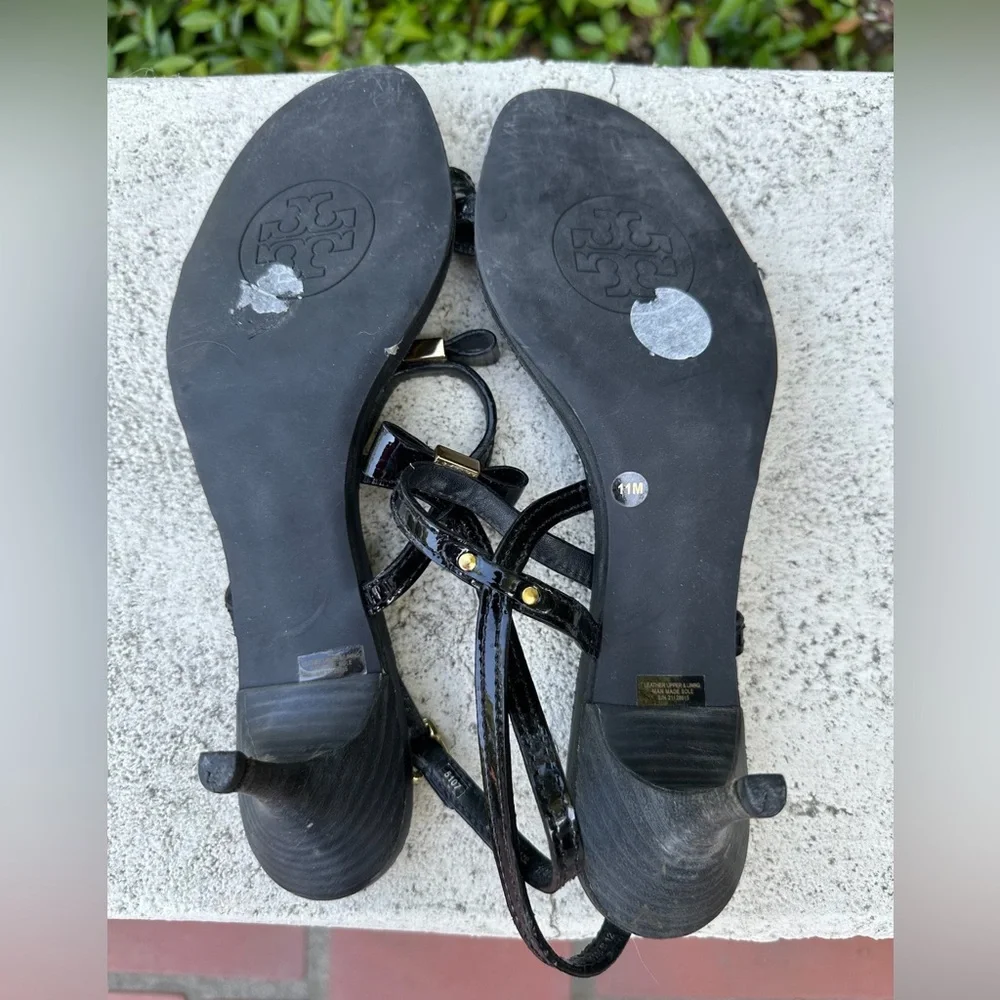 Tory Burch "Kailey" slingback heeled sandals with bow accents - size 11M - Picture 4 of 6